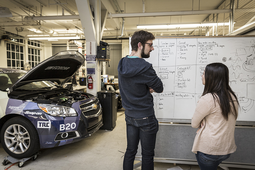 EcoCAR students at a whiteboard
