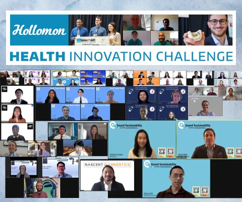 A banner that says "health innovation challenge" and a lot of screenshots from video chats