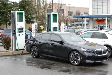 a car charging at a station