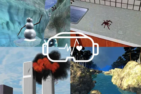 A collage of four VR images