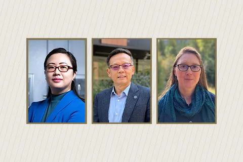 headshots of three faculty members